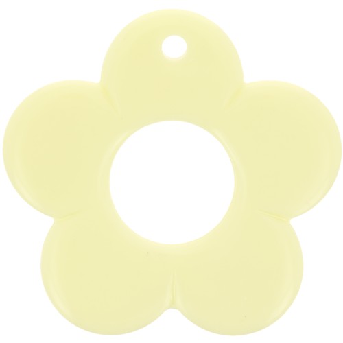 Pendentif fleur 35 mm en résine opaque - Jaune pâle x1