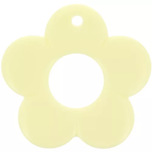 Pendentif fleur 35 mm en résine opaque - Jaune pâle x1