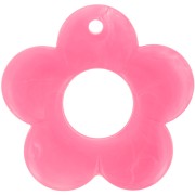 Pendentif fleur 35 mm en résine opaque - Rose vif marbré x1
