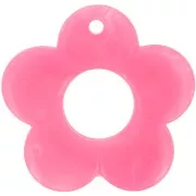 Pendentif fleur 35 mm en résine opaque - Rose vif marbré x1