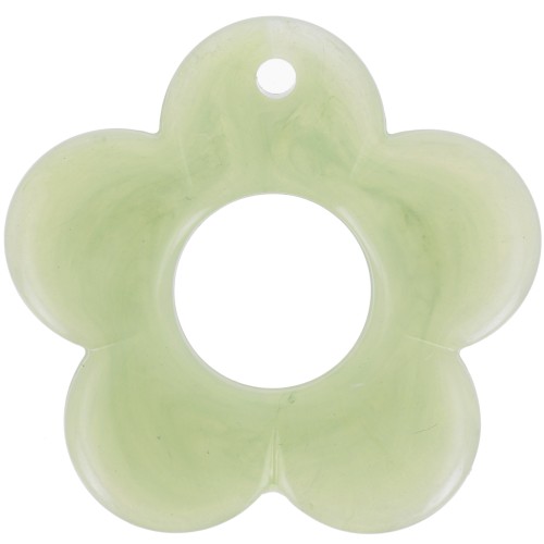 Pendentif fleur 35 mm en résine opaque - Lichen marbré x1