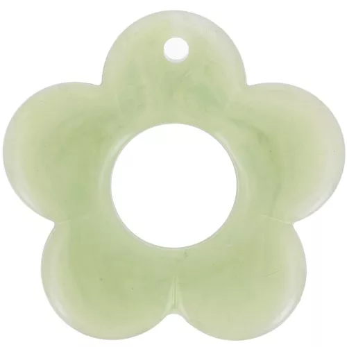 Pendentif fleur 35 mm en résine translucide - Lichen marbré x1
