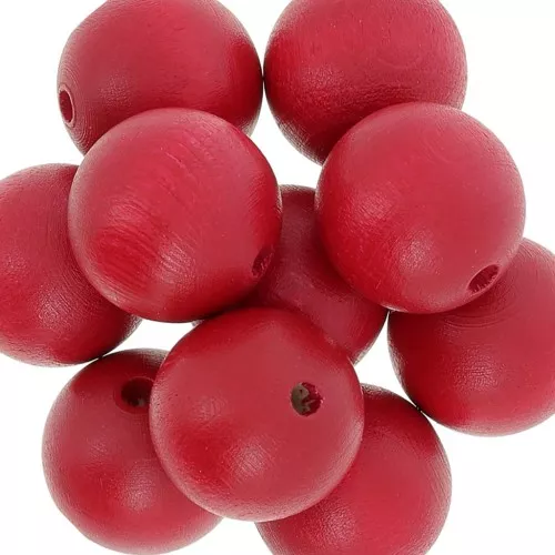 Ronde en bois 20 mm Rouge x5