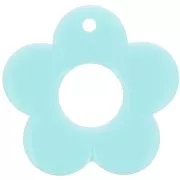 Pendentif fleur 35 mm en résine opaque - Bleu pastel x1