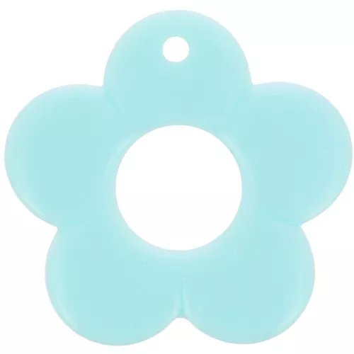 Pendentif fleur 35 mm en résine opaque - Bleu pastel x1