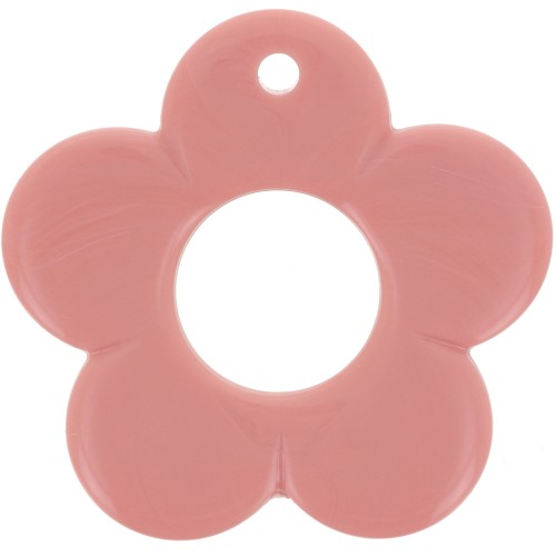 Pendentif fleur 35 mm en résine opaque - Rose saumon x1