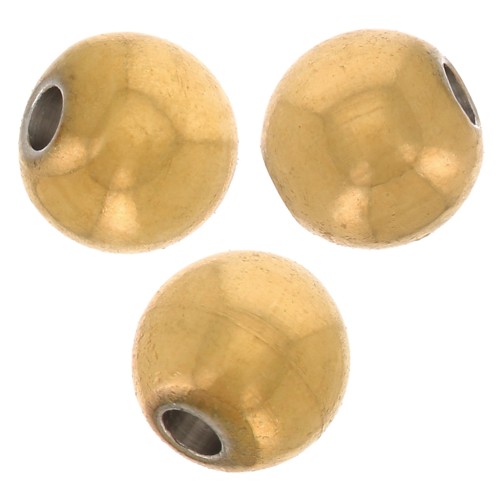 Perles rondes 3 mm - Acier inoxydable 316L Doré x10