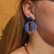 Cabochon rond 14 mm en résine opaque - Bleu x1