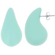 Boucles d'oreilles goutte bombée 31x17mm acrylique effet gomme - Vert d'eau mat x2