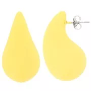 Boucles d'oreilles goutte bombée 31x17 mm en acrylique effet gomme - Jaune mat x2