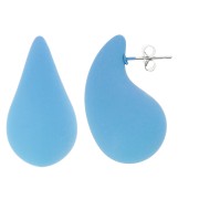 Boucles d'oreilles goutte bombée 31x17 mm en acrylique effet gomme - Bleu mat x2|raw }}