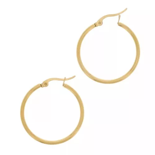 Créoles rondes 30 mm - Fil 2 mm - Acier Inoxydable 304 Doré x20
