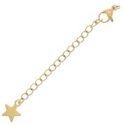 Fermoirs mousquetons 10mm chainette d'extension & étoile Acier inox 304 Doré x10