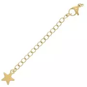 Fermoirs mousquetons 10mm chainette d'extension & étoile Acier inox 304 Doré x10