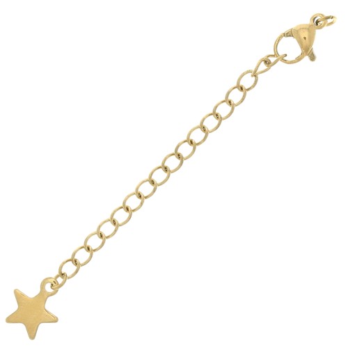 Fermoirs mousquetons 10mm chainette d'extension & étoile Acier inox 304 Doré x10