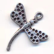 Breloque libellule 26 mm argenté vieilli x1