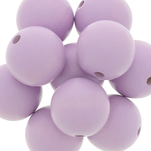 Perles rondes en bois 20 mm Parme x5