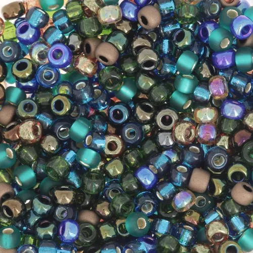 Mix de rocailles Miyuki 8/0 MIX-28 - Peacock Garden x8g