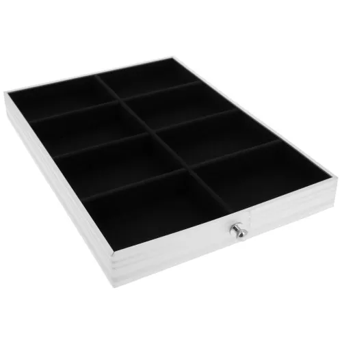 Plateau 8 compartiments 29x20 cm pour valise de transport bijoux - Noir x1