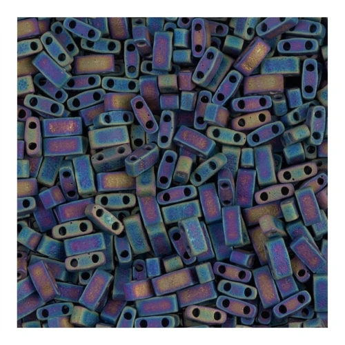 Miyuki Half Tila Beads 5x2.3x1.9 mm HTL-401FR - Mat Black AB x10g