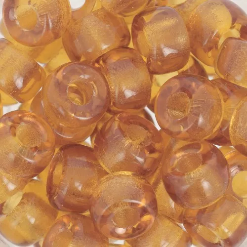 Perles gros trous - Pony Beads 9 mm - Preciosa - Ambre x15