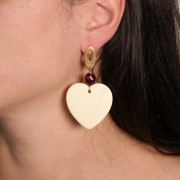 Pendentif coeur en résine opaque 36x36.5 mm - Jaune pâle x1