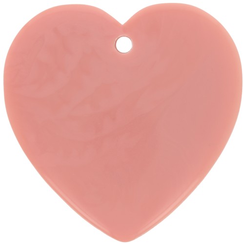 Pendentif coeur en résine opaque 36x36.5 mm - Rose saumon x1