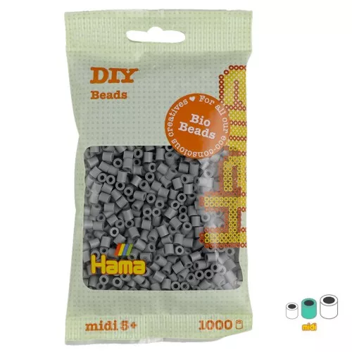 Perles à repasser Hama Bio - MIDI 5 mm - Gris (n°17) x1000
