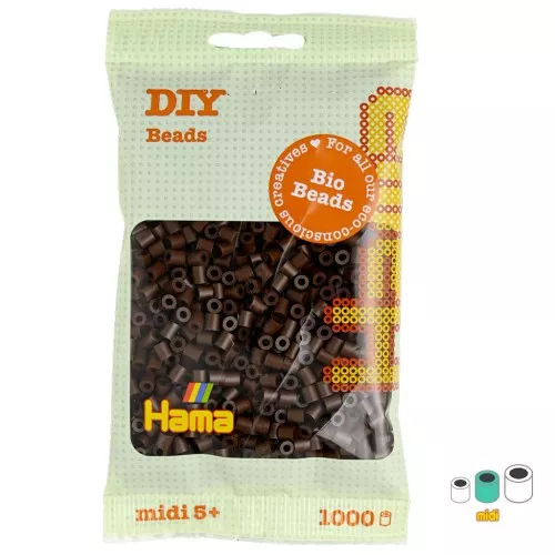 Perles à repasser Hama Bio - MIDI 5 mm - Marron (n°12) x1000