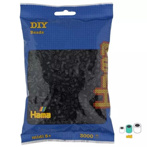 Perles à repasser Hama MIDI 5 mm - Noir (n°18) x3000