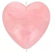 Rose - Perle coeur 17x18 mm en résine opaque - Rose marbré x1 Perle coeur 17x18 mm en résine opaque - Rose marbré x1