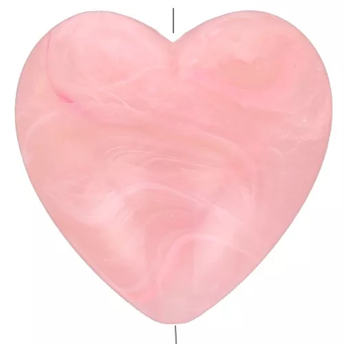 Perle coeur 17x18 mm en résine opaque - Rose marbré x1
