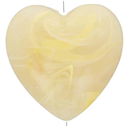 Perle coeur 17x18 mm en résine opaque - Jaune clair marbré x1