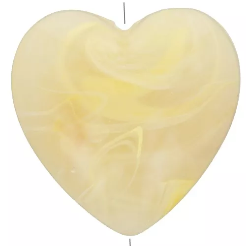 Perle coeur 17x18 mm en résine opaque - Jaune clair marbré x1