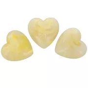 Perle coeur 17x18 mm en résine opaque - Jaune clair marbré x1