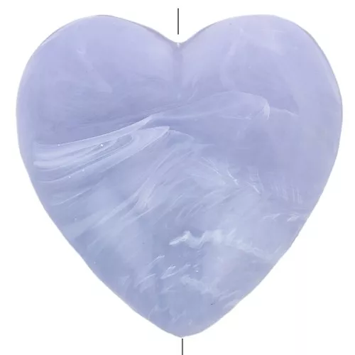 Perle coeur 17x18 mm en résine opaque - Gris glacier marbré x1