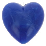 Perle coeur 17x18 mm en résine opaque - Bleu royal marbré x1|raw }}