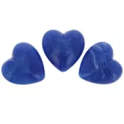Perle coeur 17x18 mm en résine opaque - Bleu royal marbré x1