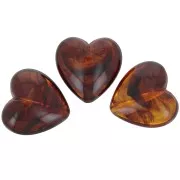 Perle coeur 17x18 mm en résine transparente - Ambre marbré x1