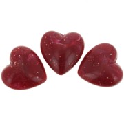Perle coeur 17x18 mm en résine opaque - Rouge foncé marbré x1