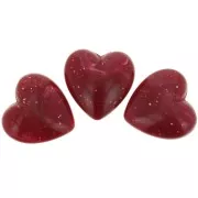 Perle coeur 17x18 mm en résine opaque - Rouge foncé marbré x1