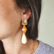 Perle poire en résine opaque 26x14 mm - Mandarine  x1