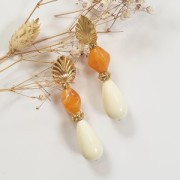 Perle poire en résine opaque 26x14 mm - Mandarine x1