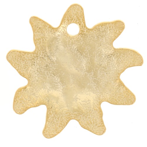 Breloque soleil martelé 16 mm - Doré à l'or fin x1