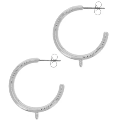Créoles ouvertes 26 mm avec anneau fermé - Placage Argent fin x2
