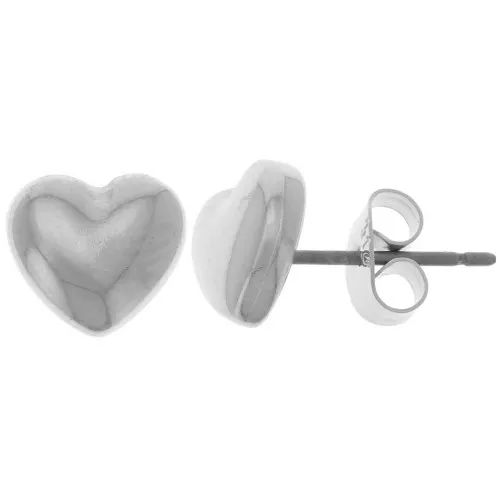 Boucles d'oreilles coeur bombé 8x9 mm - Placage Argent fin x2