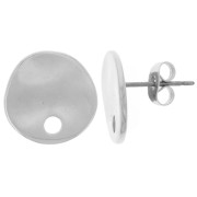 Clous d'oreilles ronds irréguliers martelés 14 mm - Placage Argent fin x2|raw }}
