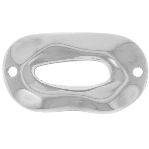 Intercalaire ovale irrégulier martelé évidé 26.5x15 mm - Placage Argent fin x1