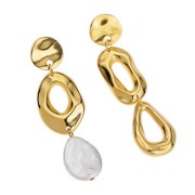 Intercalaire ovale irrégulier martelé évidé 26.5x15 mm - Placage Argent fin x1