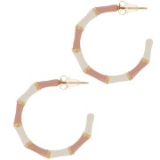 Créoles 30mm effet bambou avec résine époxy - Acier Inoxydable 316L Doré - Rose x2|raw }}